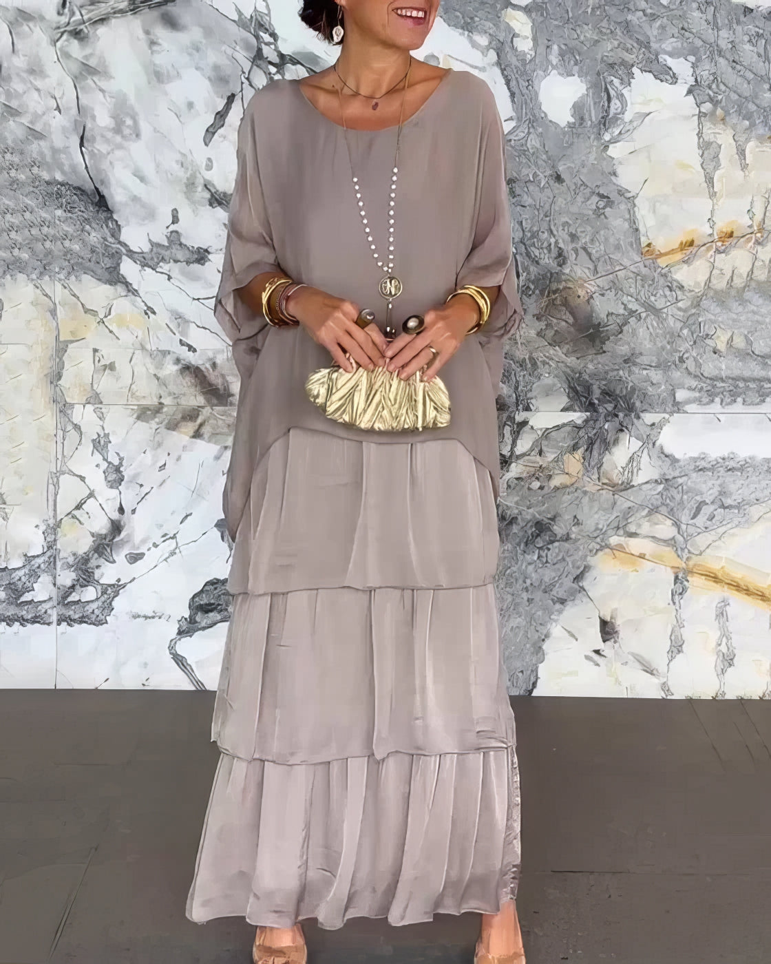 Shina™ Elegantes Fließendes Maxikleid