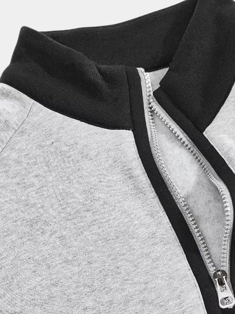 Herrwert | Klassischer Herren-Sweatpullover mit Stehkragen und Reißverschluss für Alltag und Freizeit