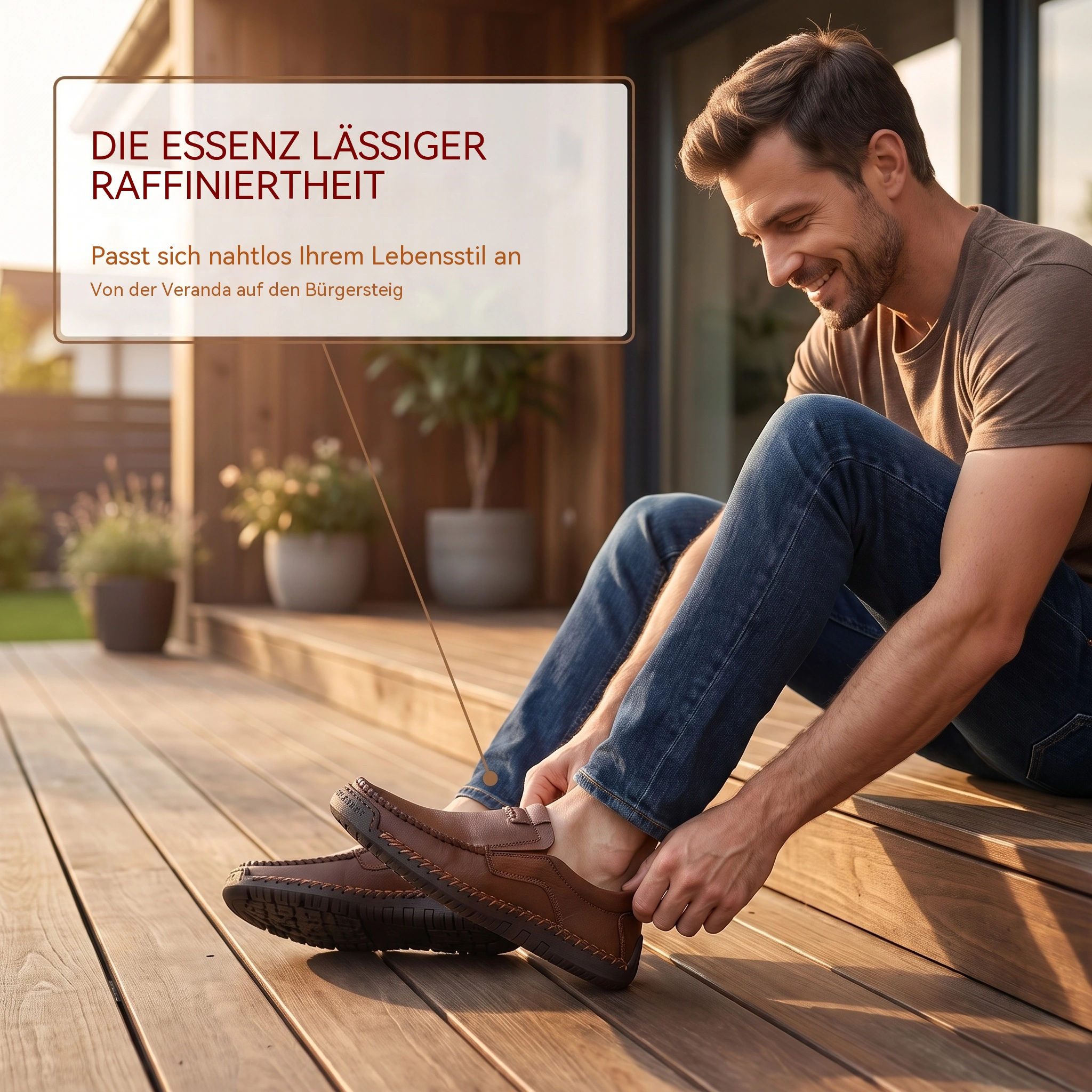 Herrwert - Herren-Leder-Loafer – Slip-on, orthopädische Fußgewölbestütze