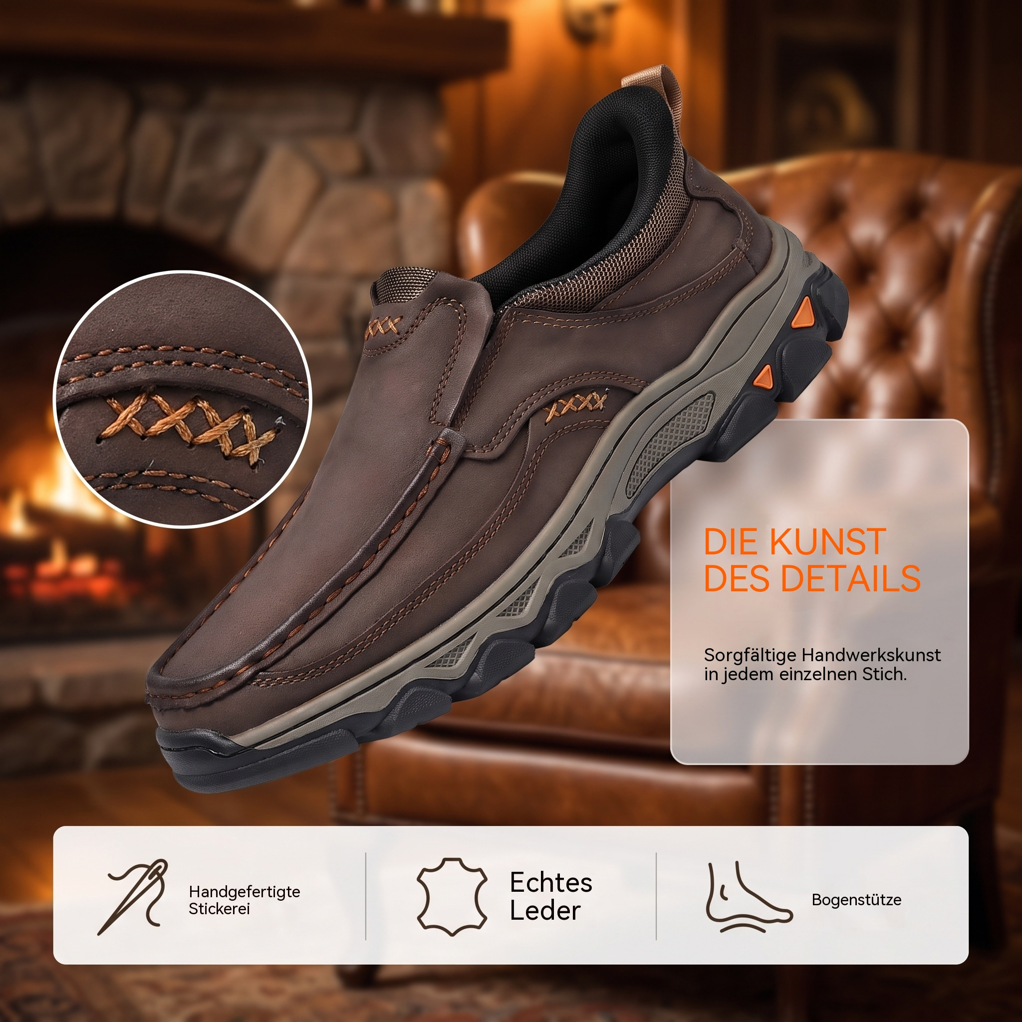 Herrwert - Orthopädische Herren-Gehschuhe aus echtem Leder