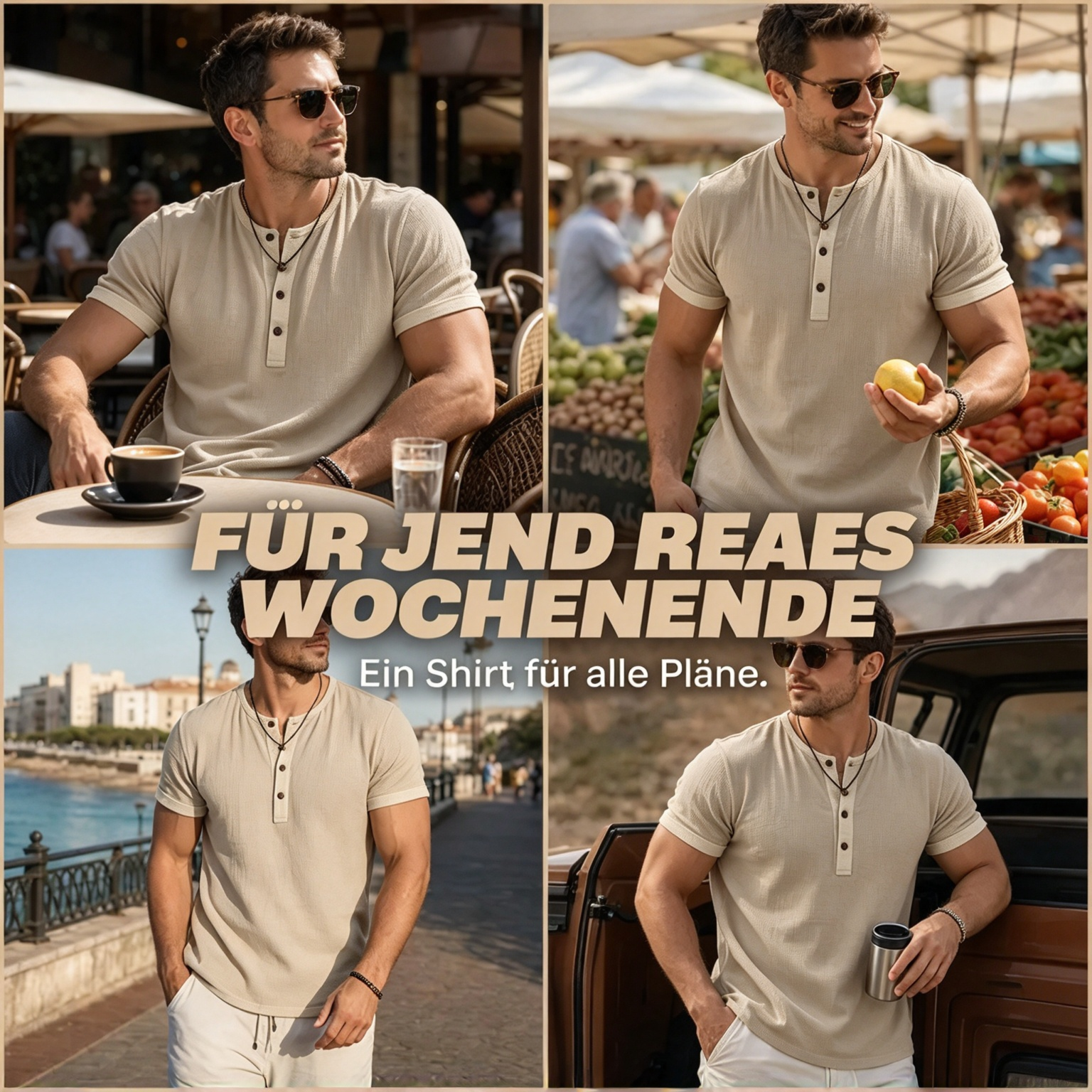 ⌛ Nur für kurze Zeit: Atmungsaktives Herren-Henley-Shirt mit kurzen Ärmeln