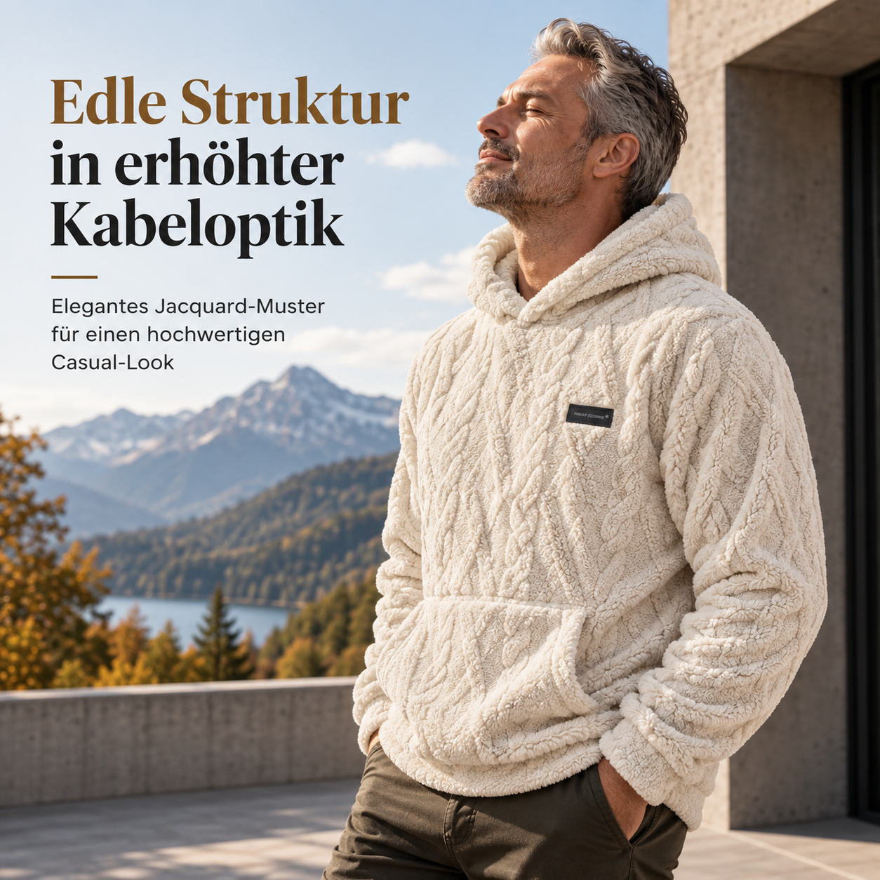 Herren Winter-Hoodie mit Futter, Jacquardmuster und langen Ärmeln – Pullover-Sweatshirt für Freizeit und Outdoor ✨