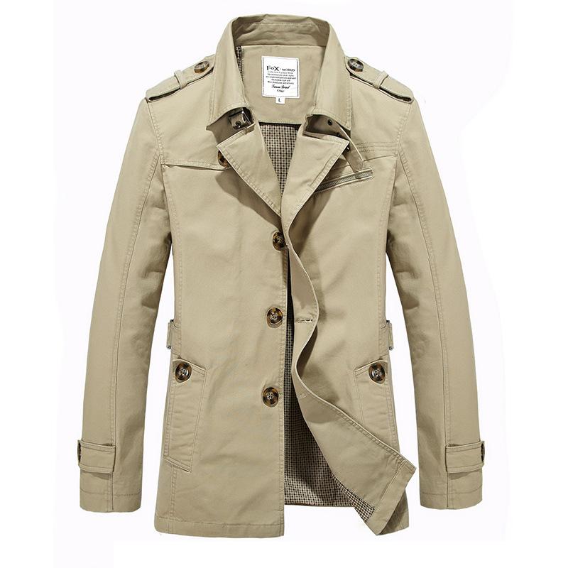 Herren Frühling Herbst Lässiger Trenchcoat Reine Baumwolle Mittellang Große Größen Lockerer Parka Oberbekleidung Für Große Männer Tägliche Kleidung
