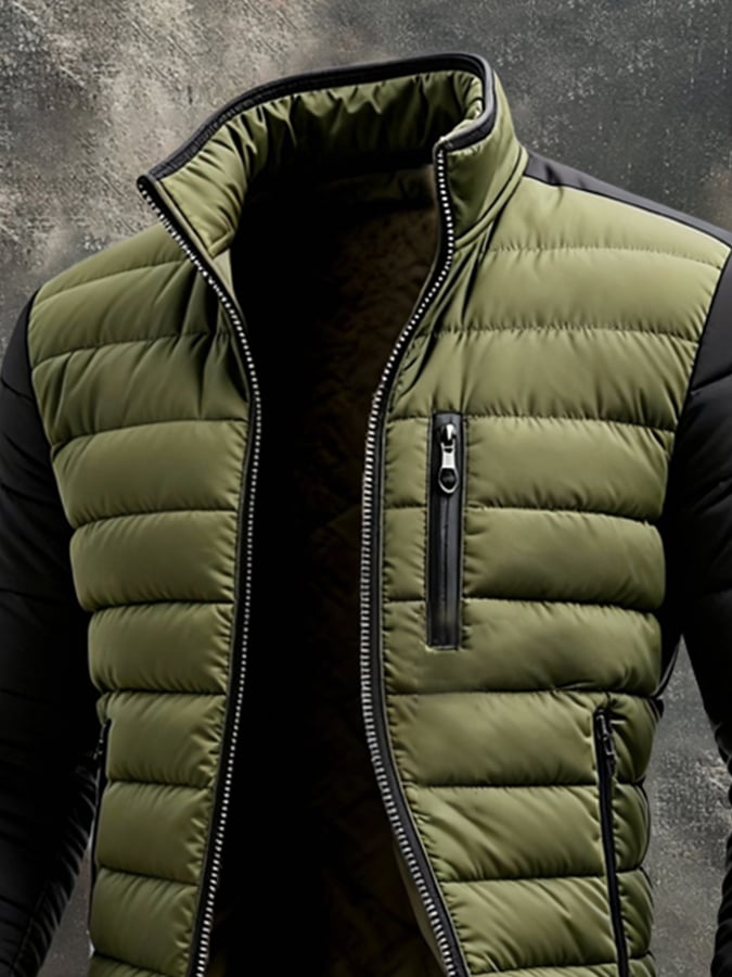 Herrwert | Klassische Herren-Steppjacke mit Reißverschluss im modernen Zwei-Ton-Design für Herbst und Winter