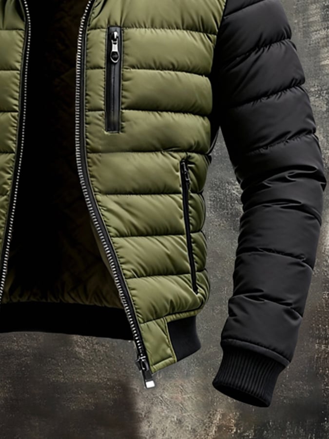 Herrwert | Klassische Herren-Steppjacke mit Reißverschluss im modernen Zwei-Ton-Design für Herbst und Winter
