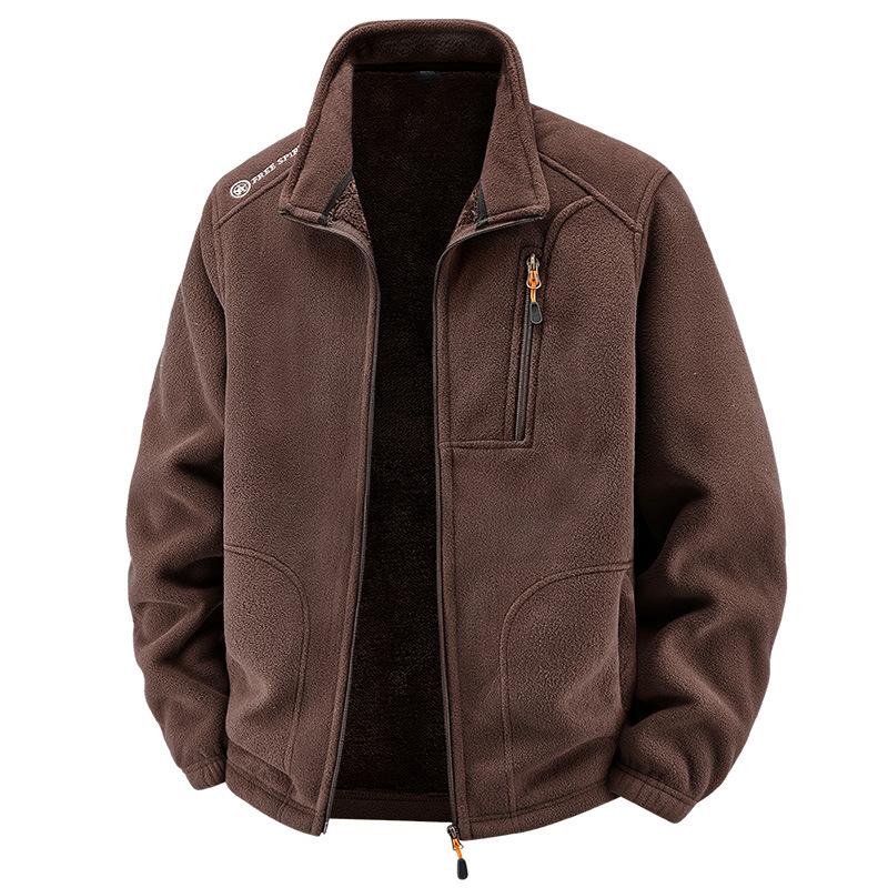 Warme und flauschige dicke Herren-Fleecejacke für Herbst und Winter, lockere Freizeit-Fleecejacke