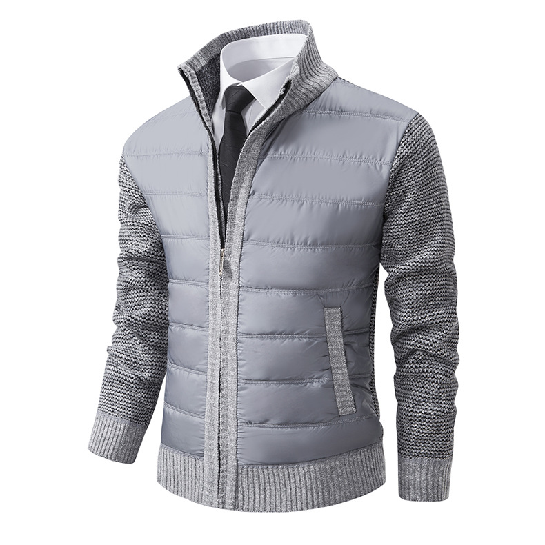 Herrwert | Herren Thermo-Strickjacke mit Stehkragen, warmer Fütterung und Steppfront