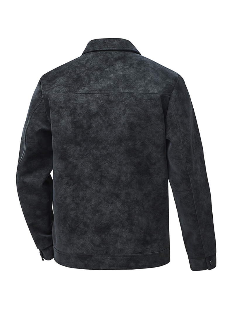 Herren-Arbeitsjacke aus Wildleder im Vintage-Stil mit Reverskragen