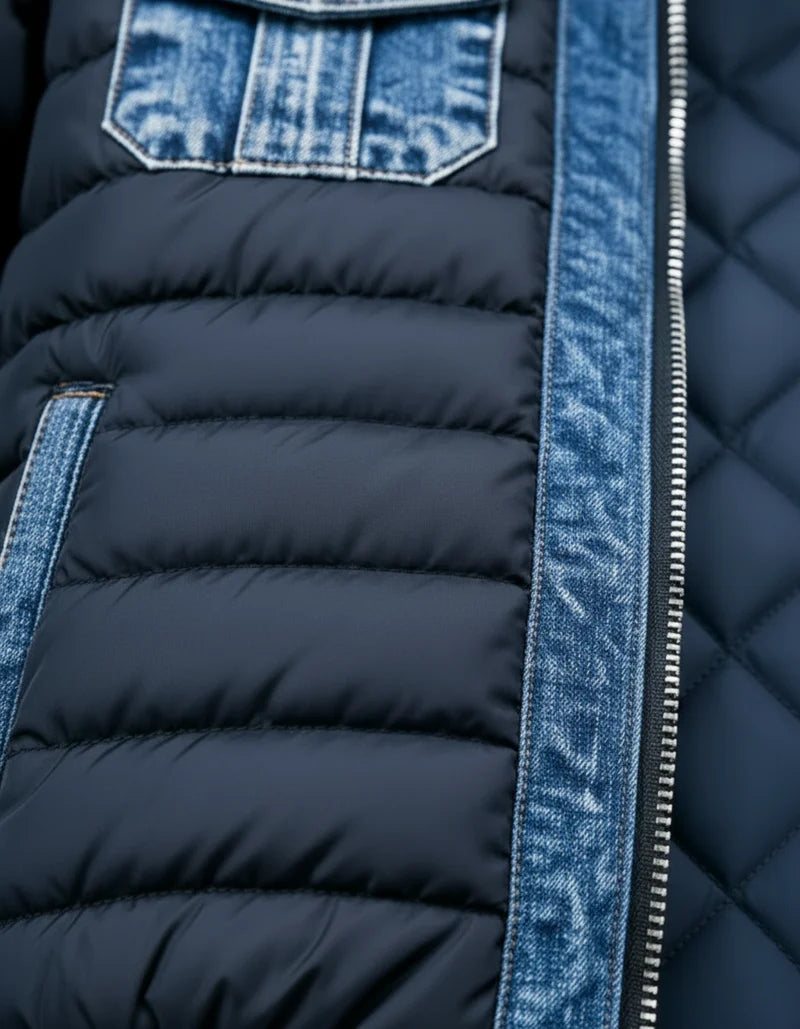 Herrwert | Herren Thermo-Denim-Hybridjacke mit warmem Futter für kalte Tage