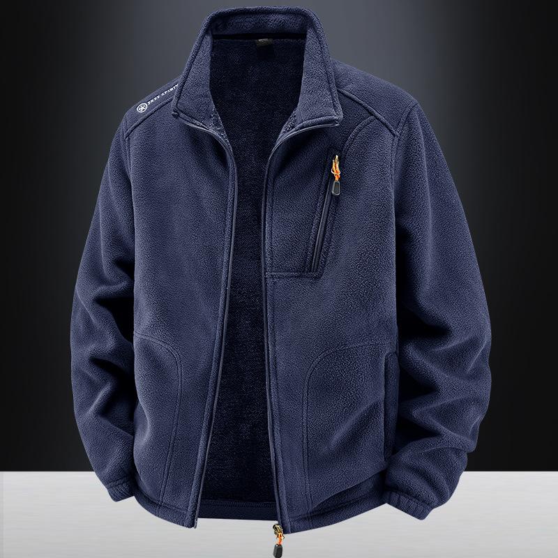 Warme und flauschige dicke Herren-Fleecejacke für Herbst und Winter, lockere Freizeit-Fleecejacke
