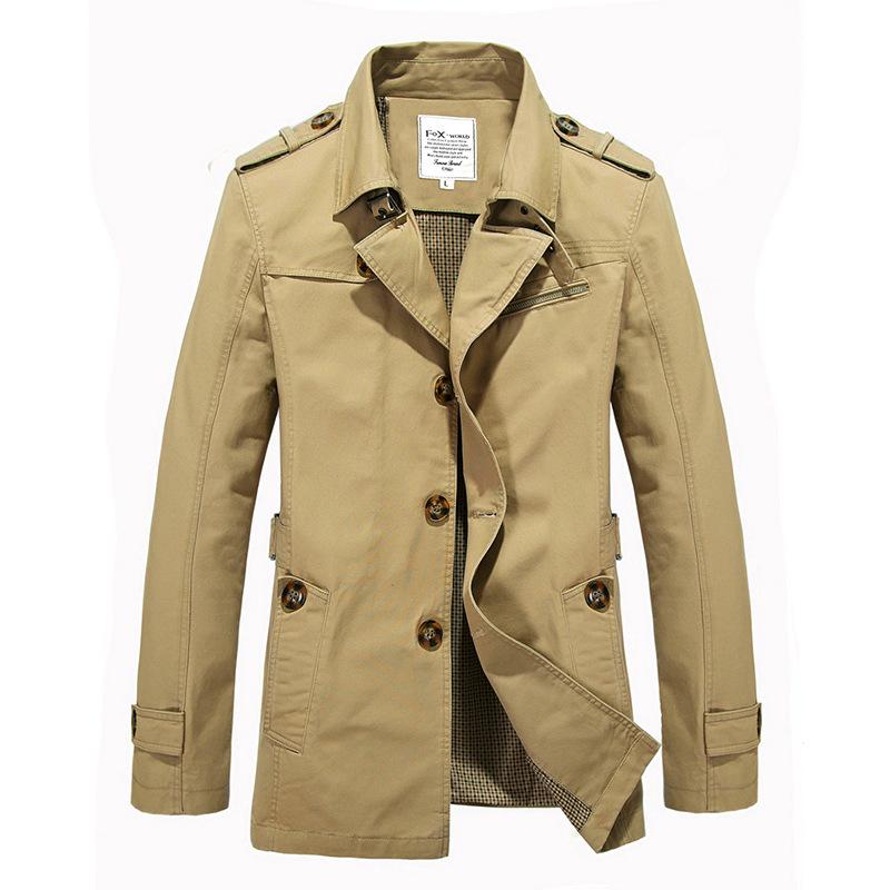 Herren Frühling Herbst Lässiger Trenchcoat Reine Baumwolle Mittellang Große Größen Lockerer Parka Oberbekleidung Für Große Männer Tägliche Kleidung