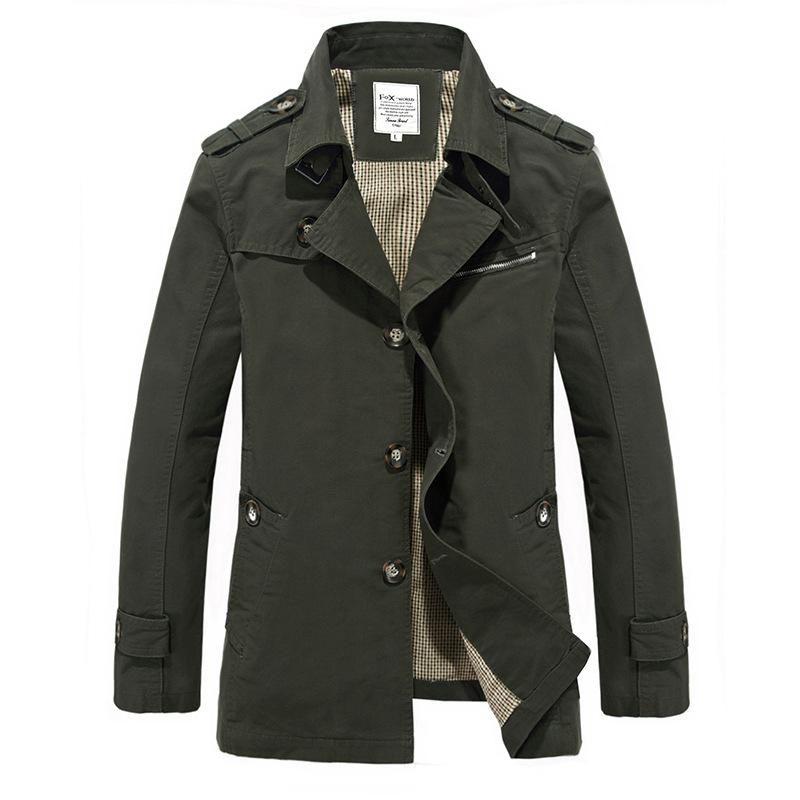 Herren Frühling Herbst Lässiger Trenchcoat Reine Baumwolle Mittellang Große Größen Lockerer Parka Oberbekleidung Für Große Männer Tägliche Kleidung
