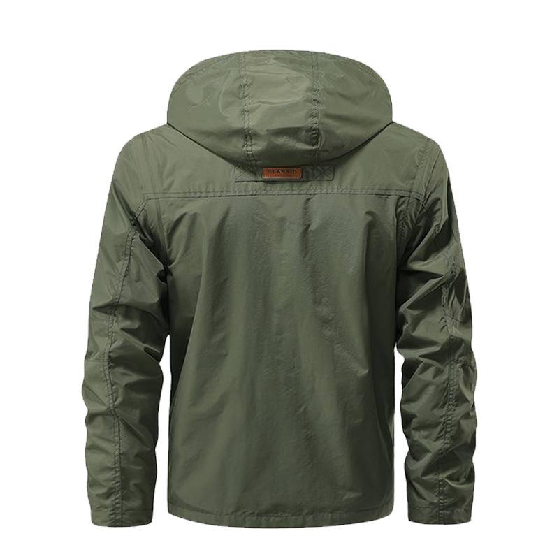 Winddichte Outdoorjacke für Herren im Frühling und Herbst, lockere, große Größe, lässige Arbeitsjacke mit mehreren Taschen