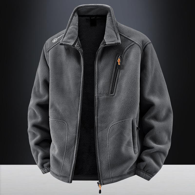 Warme und flauschige dicke Herren-Fleecejacke für Herbst und Winter, lockere Freizeit-Fleecejacke