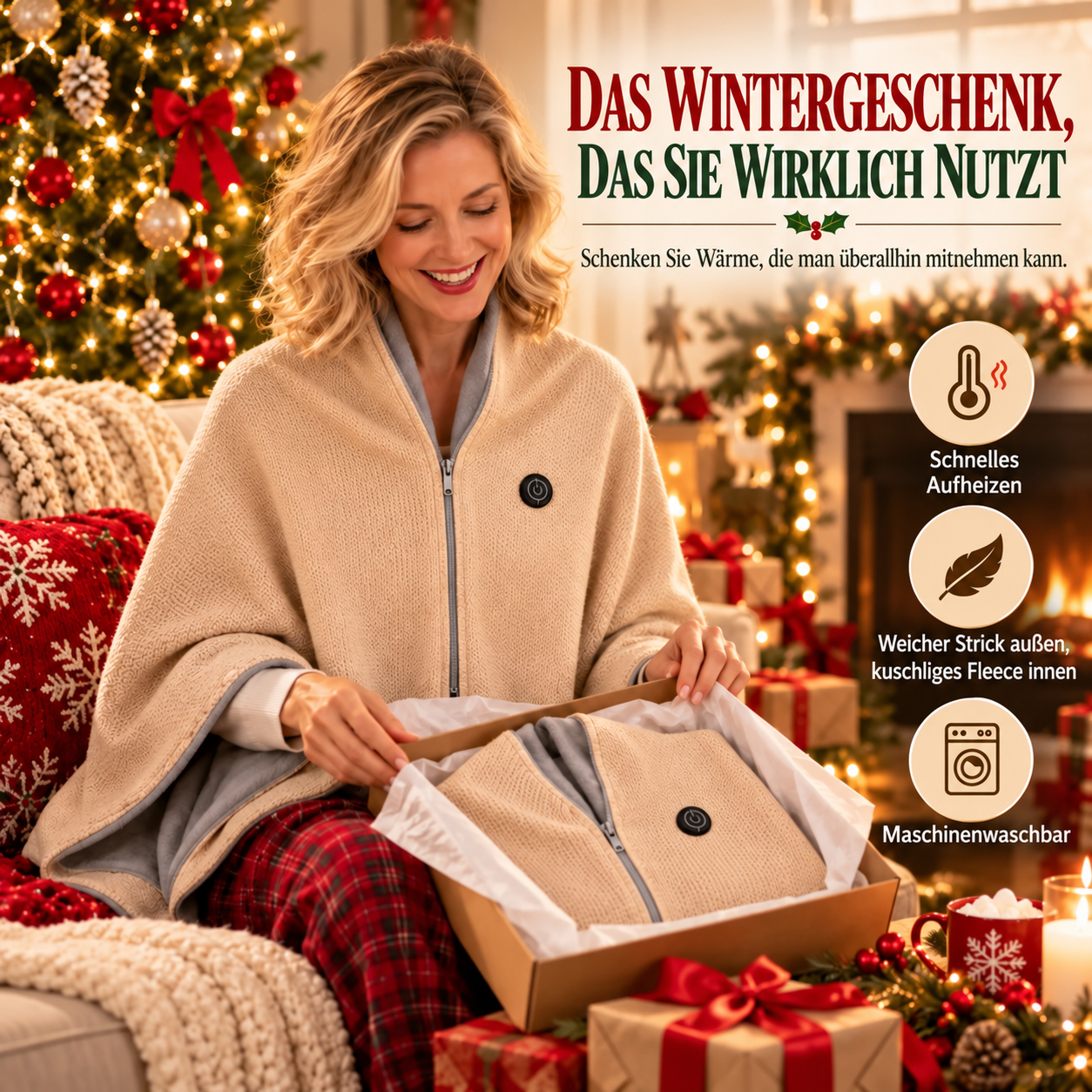 ✨ Nur heute: 50 % RABATT 🔥 Tragbare beheizbare Decken-Schal-Kombination | USB-betriebene Wärme für Zuhause, Arbeit & unterwegs