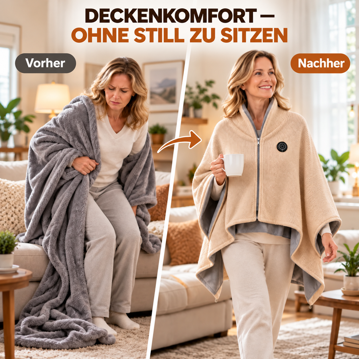 ✨ Nur heute: 50 % RABATT 🔥 Tragbare beheizbare Decken-Schal-Kombination | USB-betriebene Wärme für Zuhause, Arbeit & unterwegs