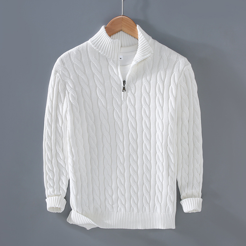 Herbst & Winter Neuer Herren Strickpullover mit halbhohem Kragen, Reißverschluss, verdickt, lockere Passform