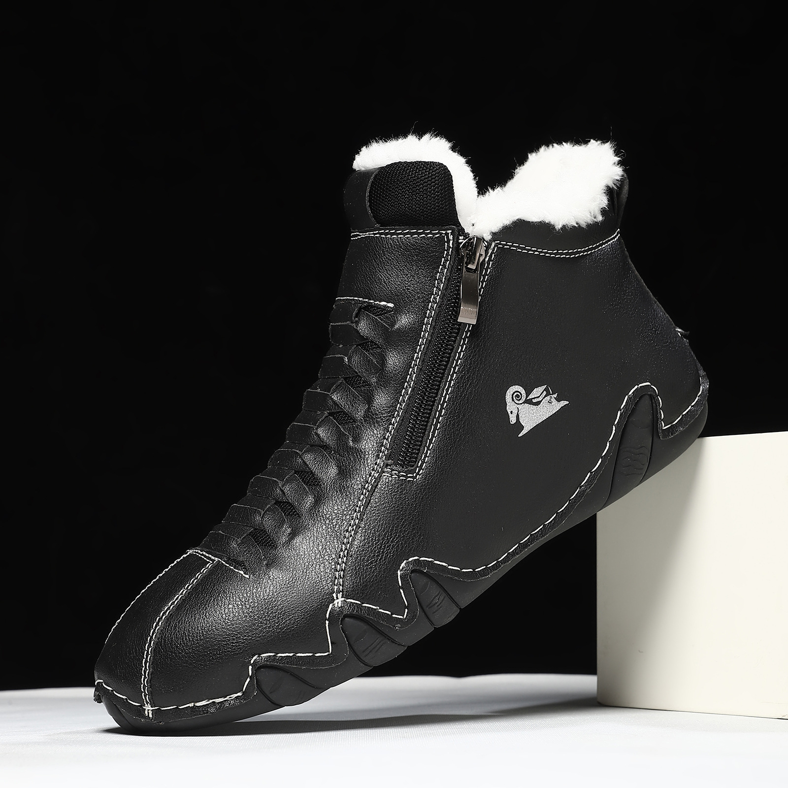 Bestseller Handgenähte Damenschuhe mit Gummisohle – Bequeme flache Mütterschuhe für Herbst und Winter