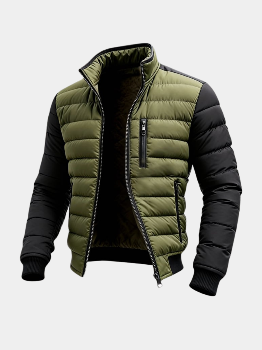 Herrwert | Klassische Herren-Steppjacke mit Reißverschluss im modernen Zwei-Ton-Design für Herbst und Winter