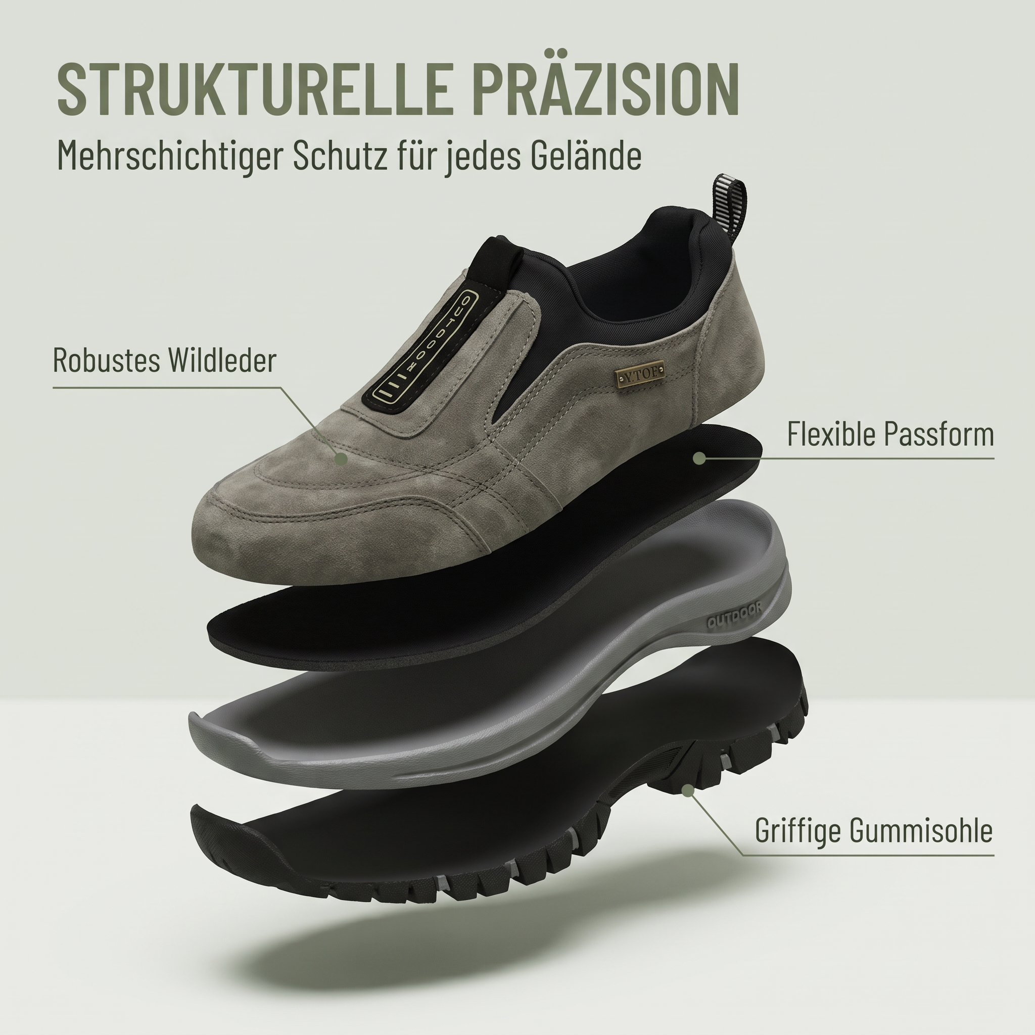 Herrwert - Herren Slip-On Outdoor Wanderschuhe