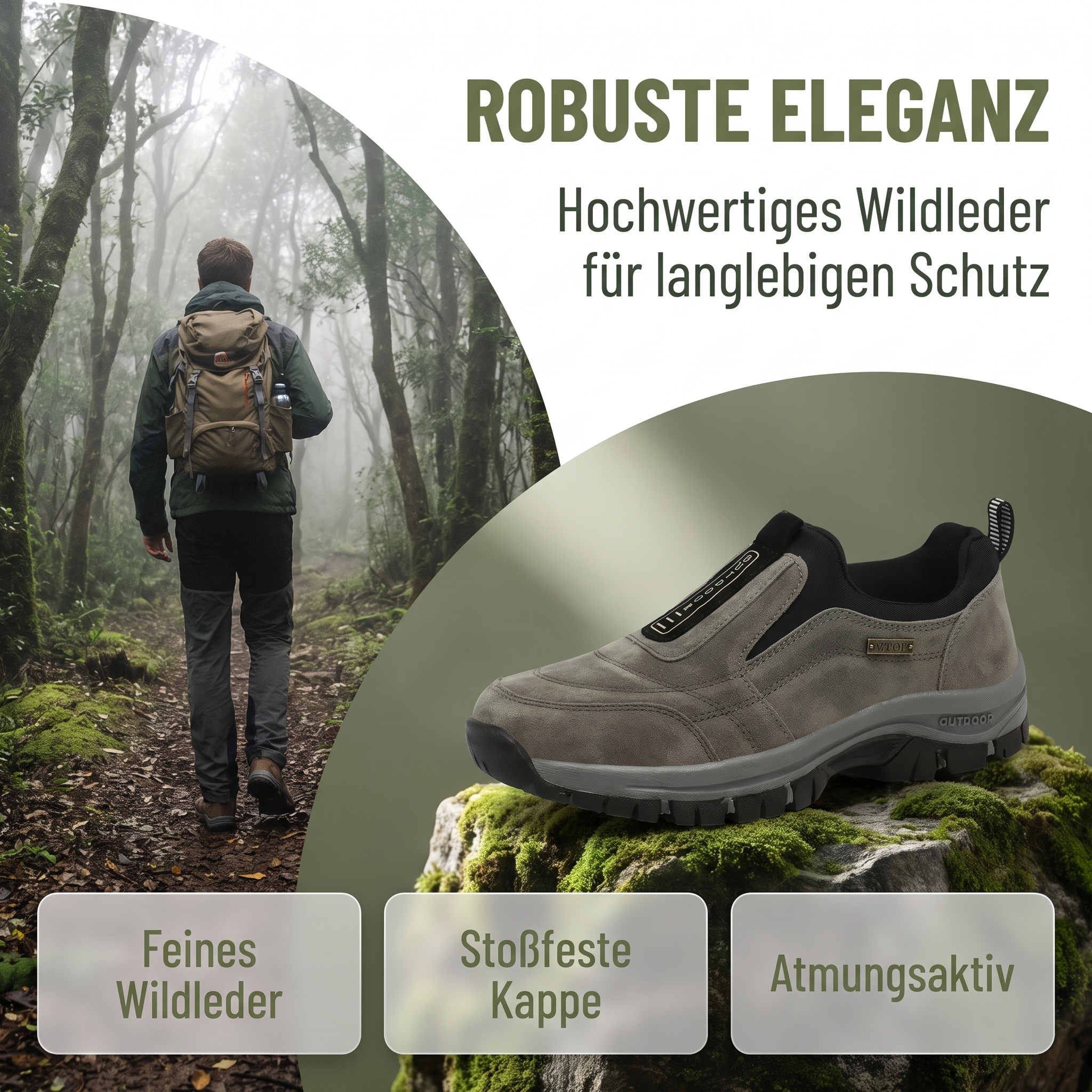 Herrwert - Herren Slip-On Outdoor Wanderschuhe