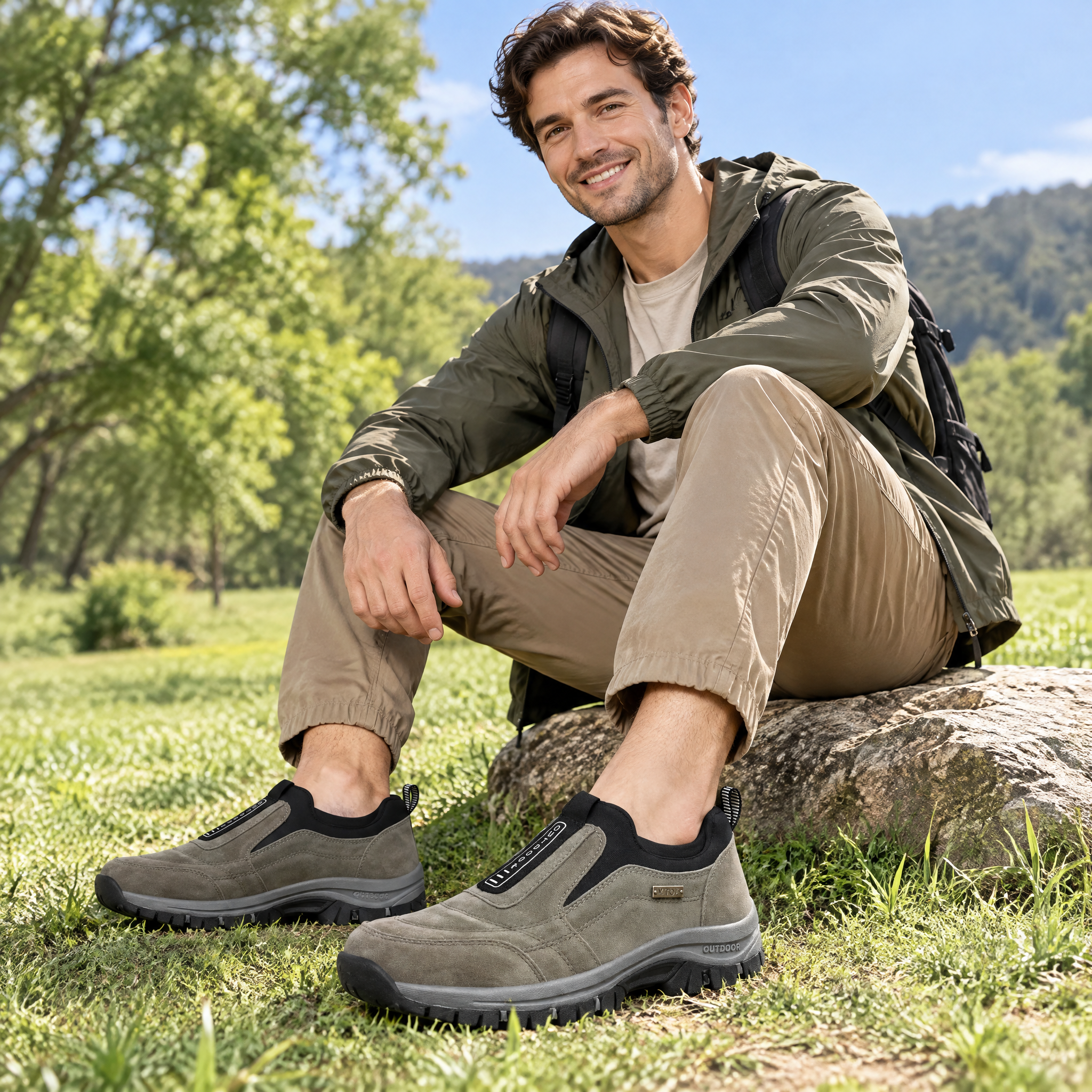 Herrwert - Herren Slip-On Outdoor Wanderschuhe