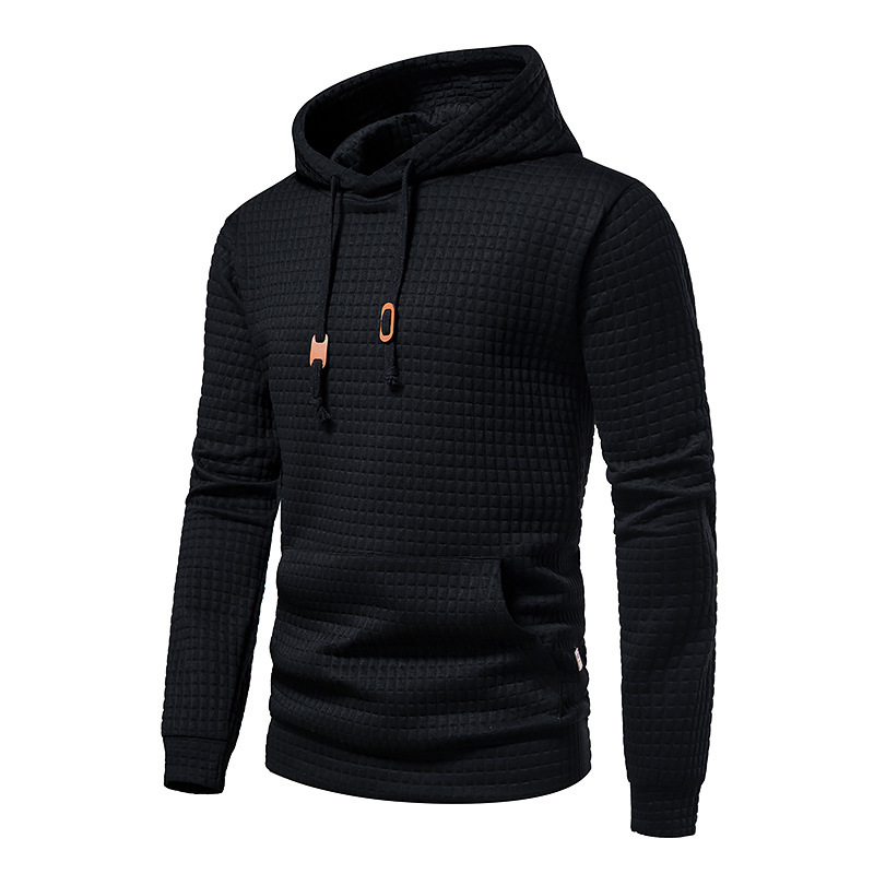 Herrwert | Herren Kapuzenpullover mit strukturierter Waffeloptik und Kängurutasche