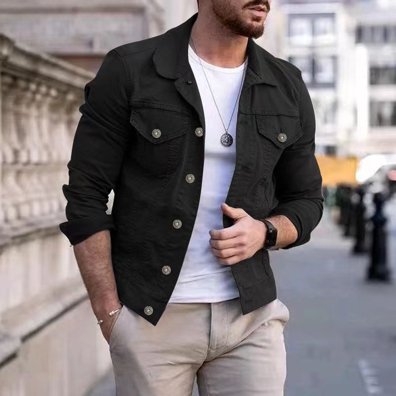 Herrwert | Herren Slim-Fit Freizeitjacke mit Umlegekragen und Knopfverschluss