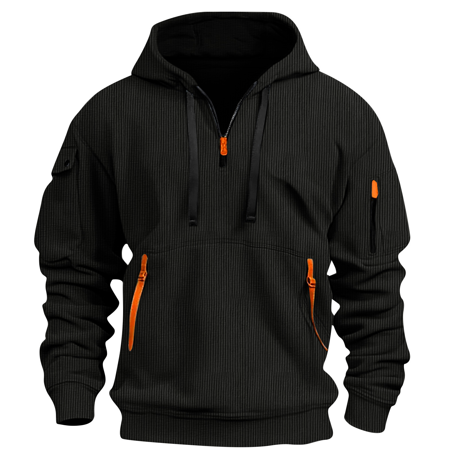 Herrwert | Herren Kapuzenpullover mit Half-Zip und praktischen Reißverschlusstaschen
