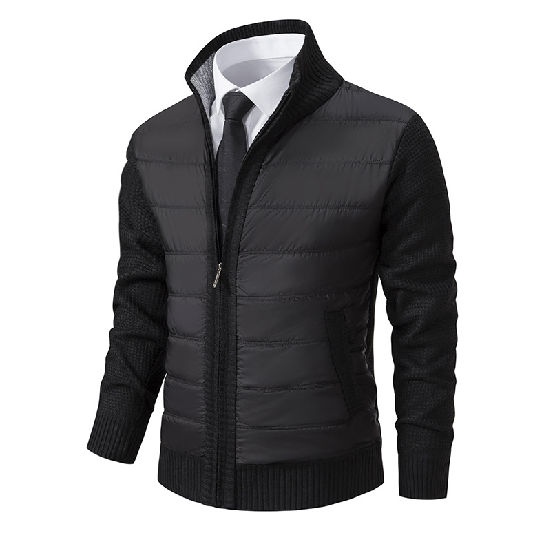 Herrwert | Herren Thermo-Strickjacke mit Stehkragen, warmer Fütterung und Steppfront