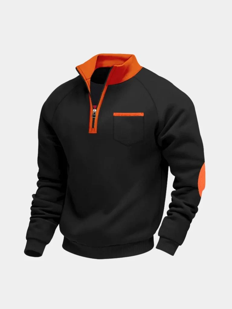 Herrwert | Klassischer Herren-Sweatpullover mit Stehkragen und Reißverschluss für Alltag und Freizeit