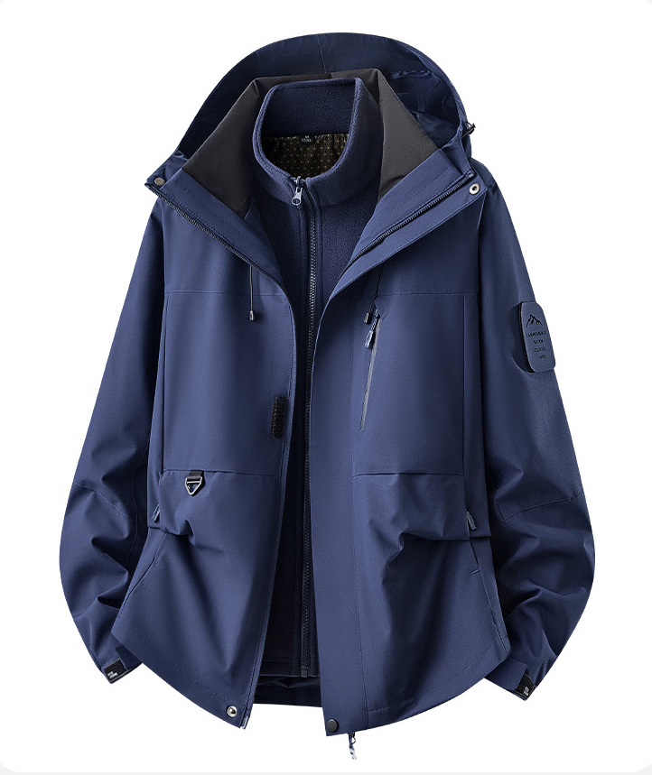 Herrwert | Herren 3-in-1 Outdoorjacke mit abnehmbarer Fleece-Innenjacke und Kapuze