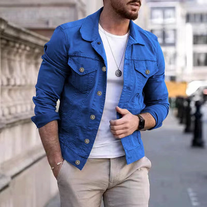 Herrwert | Herren Slim-Fit Freizeitjacke mit Umlegekragen und Knopfverschluss