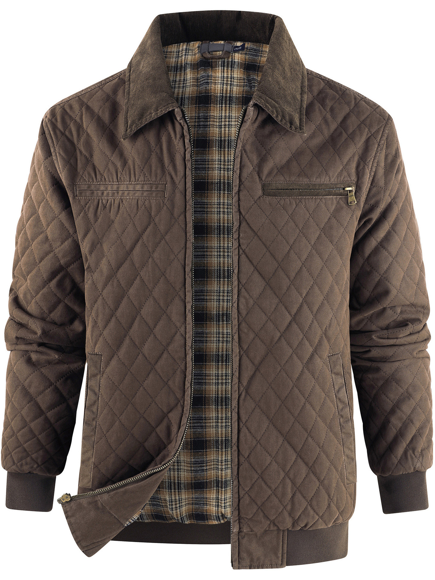 Herrwert | Herren Thermo-Steppjacke mit kariertem Innenfutter für Herbst und Winter