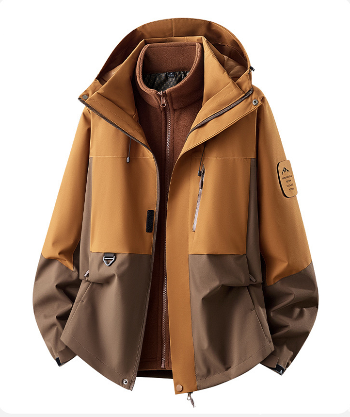 Herrwert | Herren 3-in-1 Outdoorjacke mit abnehmbarer Fleece-Innenjacke und Kapuze