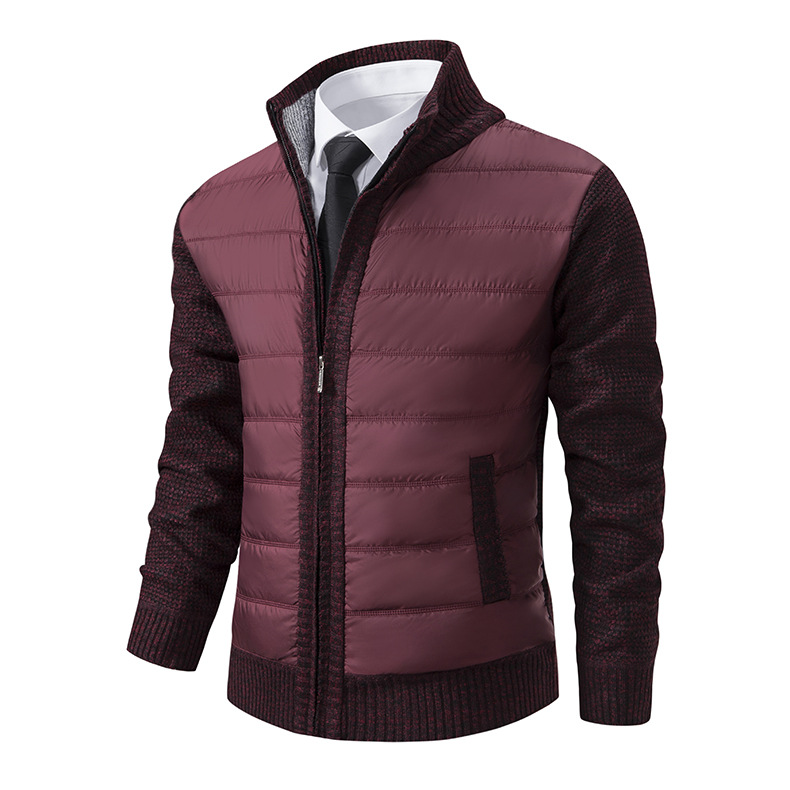 Herrwert | Herren Thermo-Strickjacke mit Stehkragen, warmer Fütterung und Steppfront