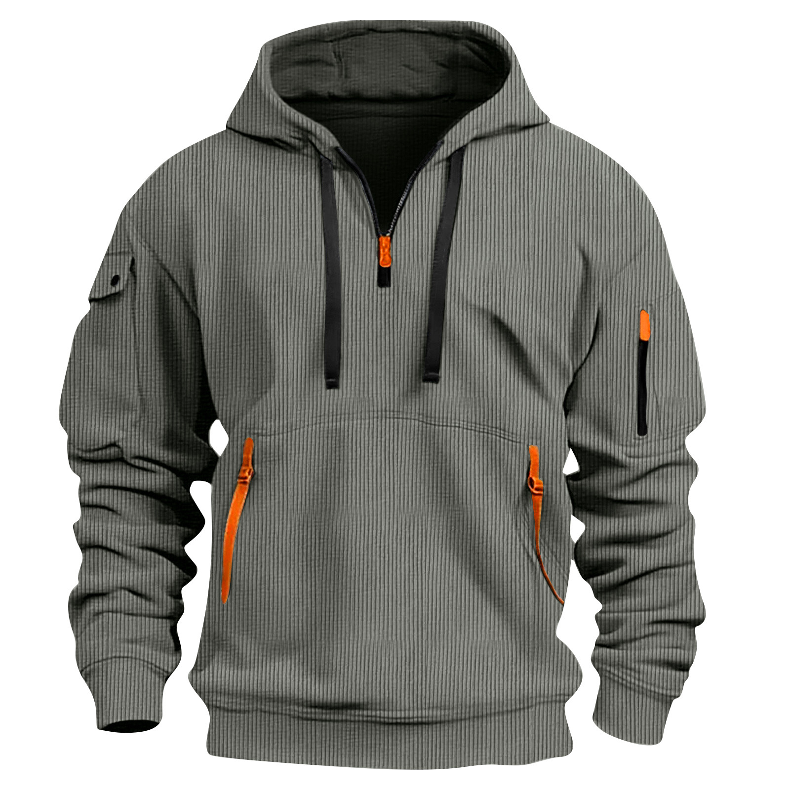 Herrwert | Herren Kapuzenpullover mit Half-Zip und praktischen Reißverschlusstaschen