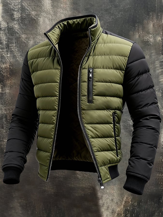 Herrwert | Klassische Herren-Steppjacke mit Reißverschluss im modernen Zwei-Ton-Design für Herbst und Winter