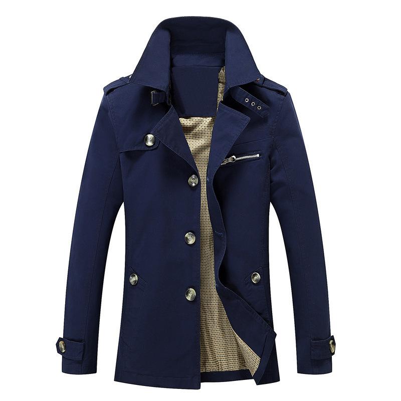 Herren Frühling Herbst Lässiger Trenchcoat Reine Baumwolle Mittellang Große Größen Lockerer Parka Oberbekleidung Für Große Männer Tägliche Kleidung