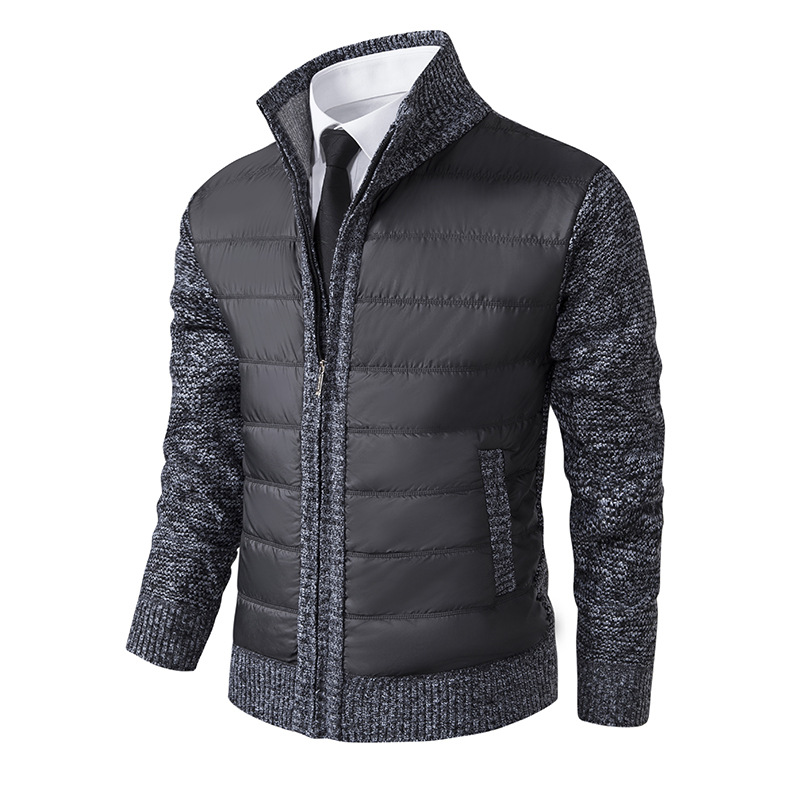 Herrwert | Herren Thermo-Strickjacke mit Stehkragen, warmer Fütterung und Steppfront