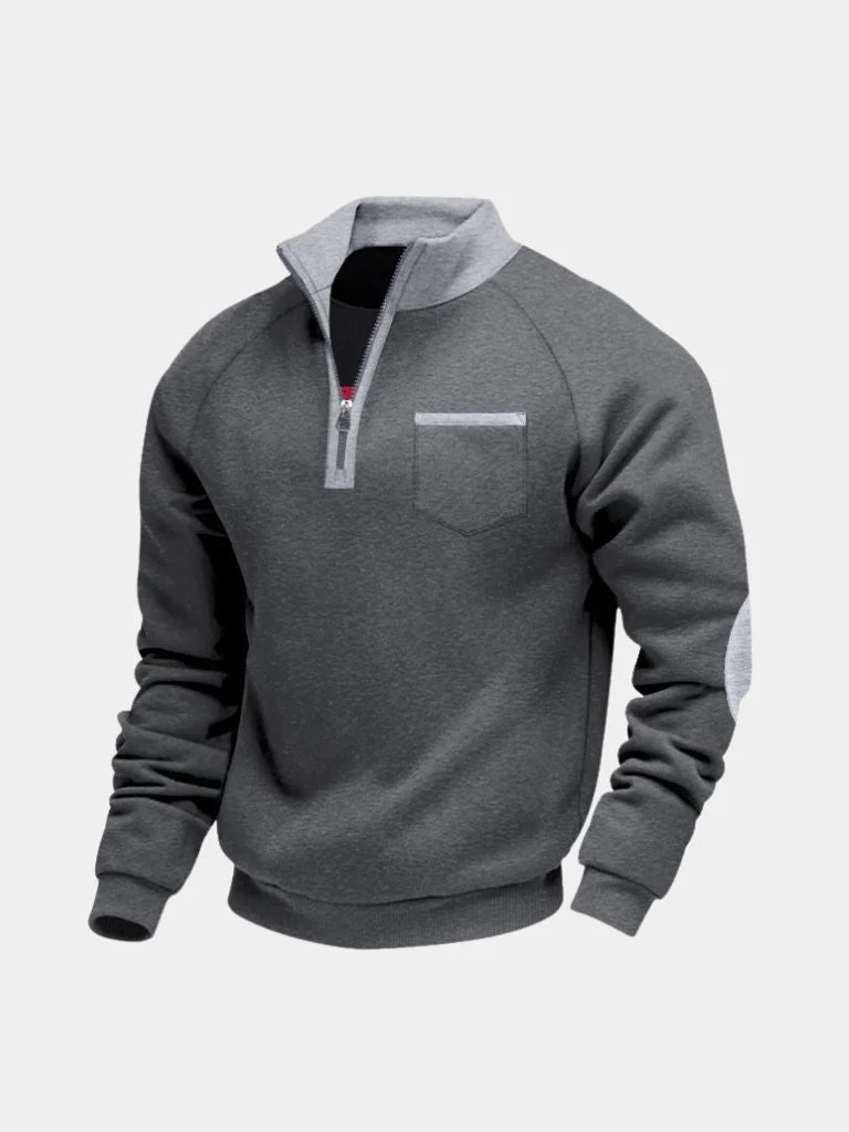 Herrwert | Klassischer Herren-Sweatpullover mit Stehkragen und Reißverschluss für Alltag und Freizeit