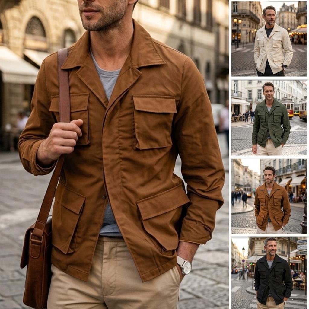 Neuer Herren-Mittellanger Trenchcoat, Frühling Herbst Lässiger Offen zu tragender Übermantel, Europäischer Amerikanischer Stil Outwear