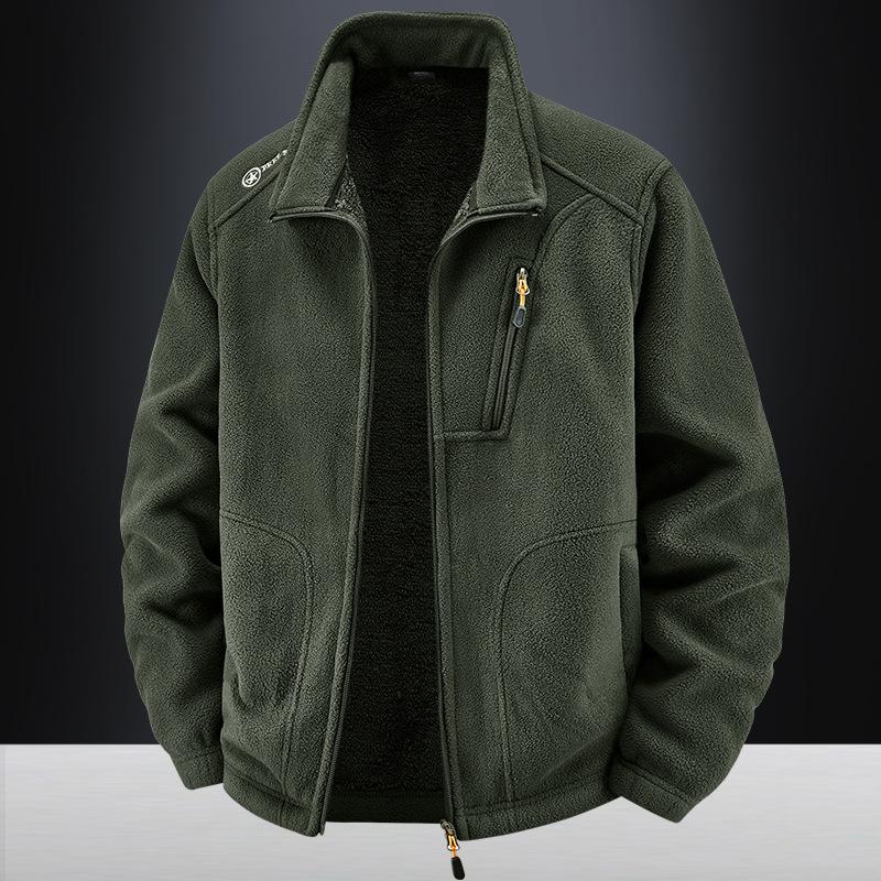 Warme und flauschige dicke Herren-Fleecejacke für Herbst und Winter, lockere Freizeit-Fleecejacke