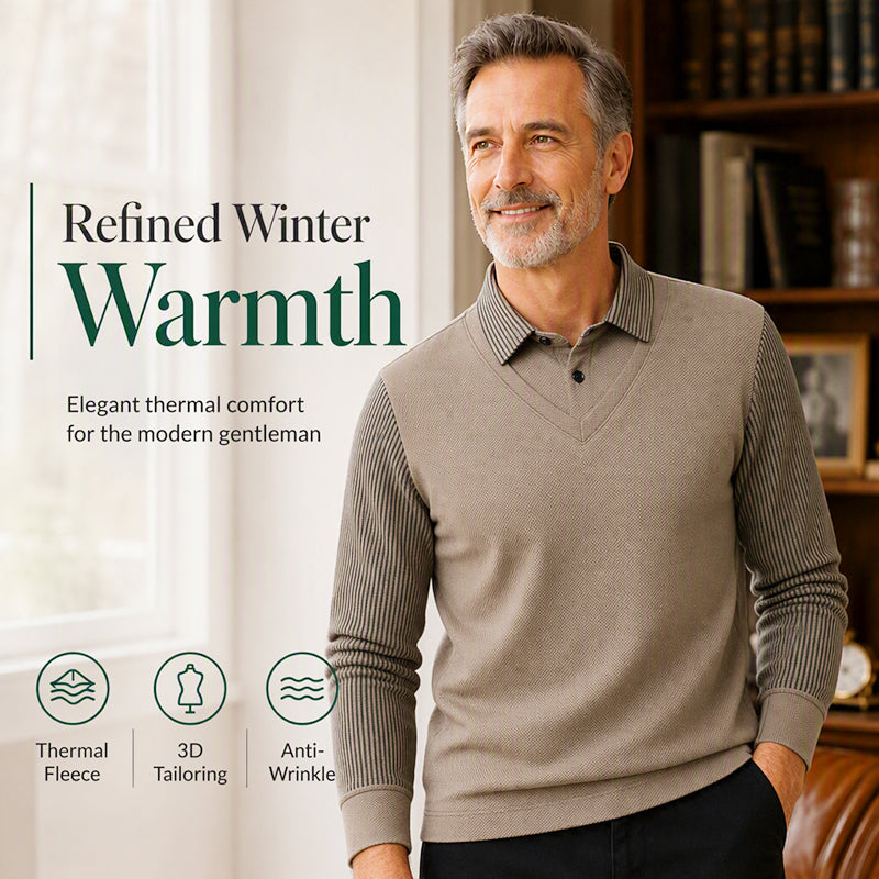 Herrwert Herren-Langarmshirt im 2-in-1-Look mit Fleece-Futter für winterliche Wärme und hohen Alltagskomfort