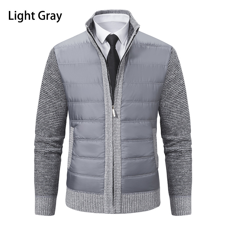 Herrwert | Herren Thermo-Strickjacke mit Stehkragen, warmer Fütterung und Steppfront