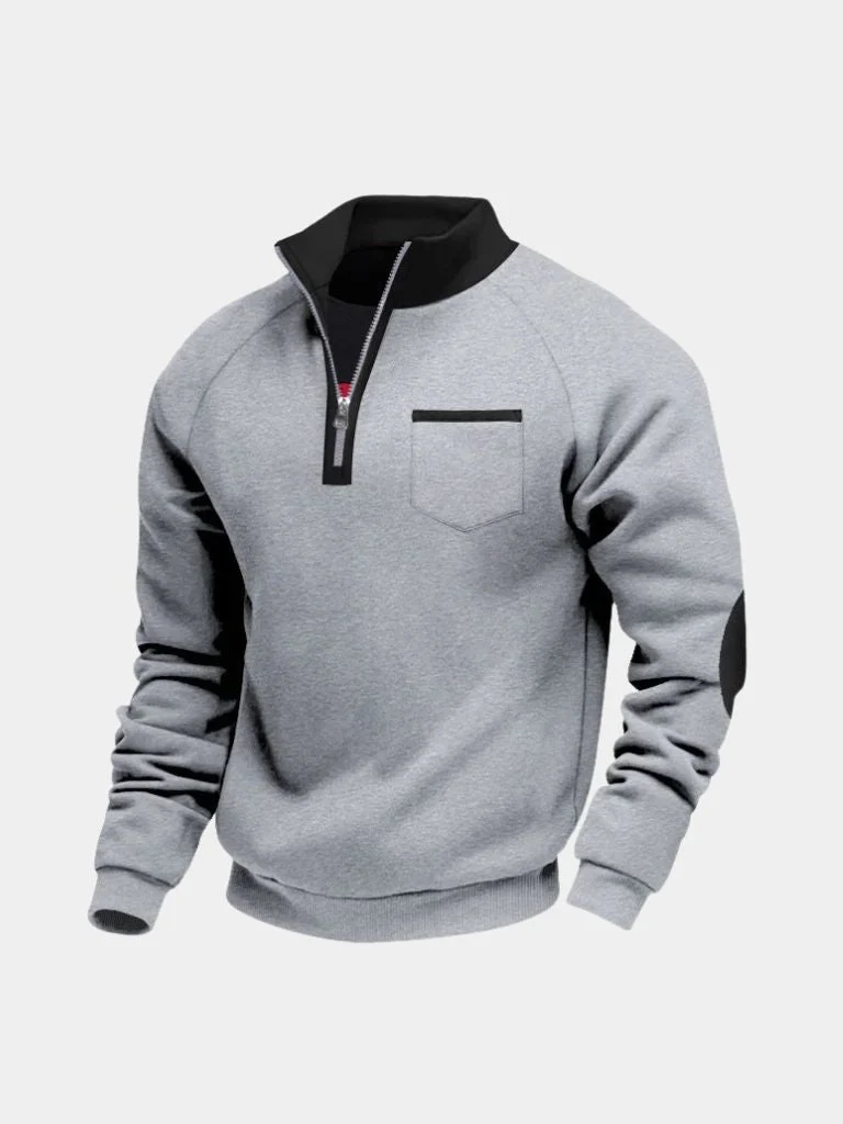 Herrwert | Klassischer Herren-Sweatpullover mit Stehkragen und Reißverschluss für Alltag und Freizeit