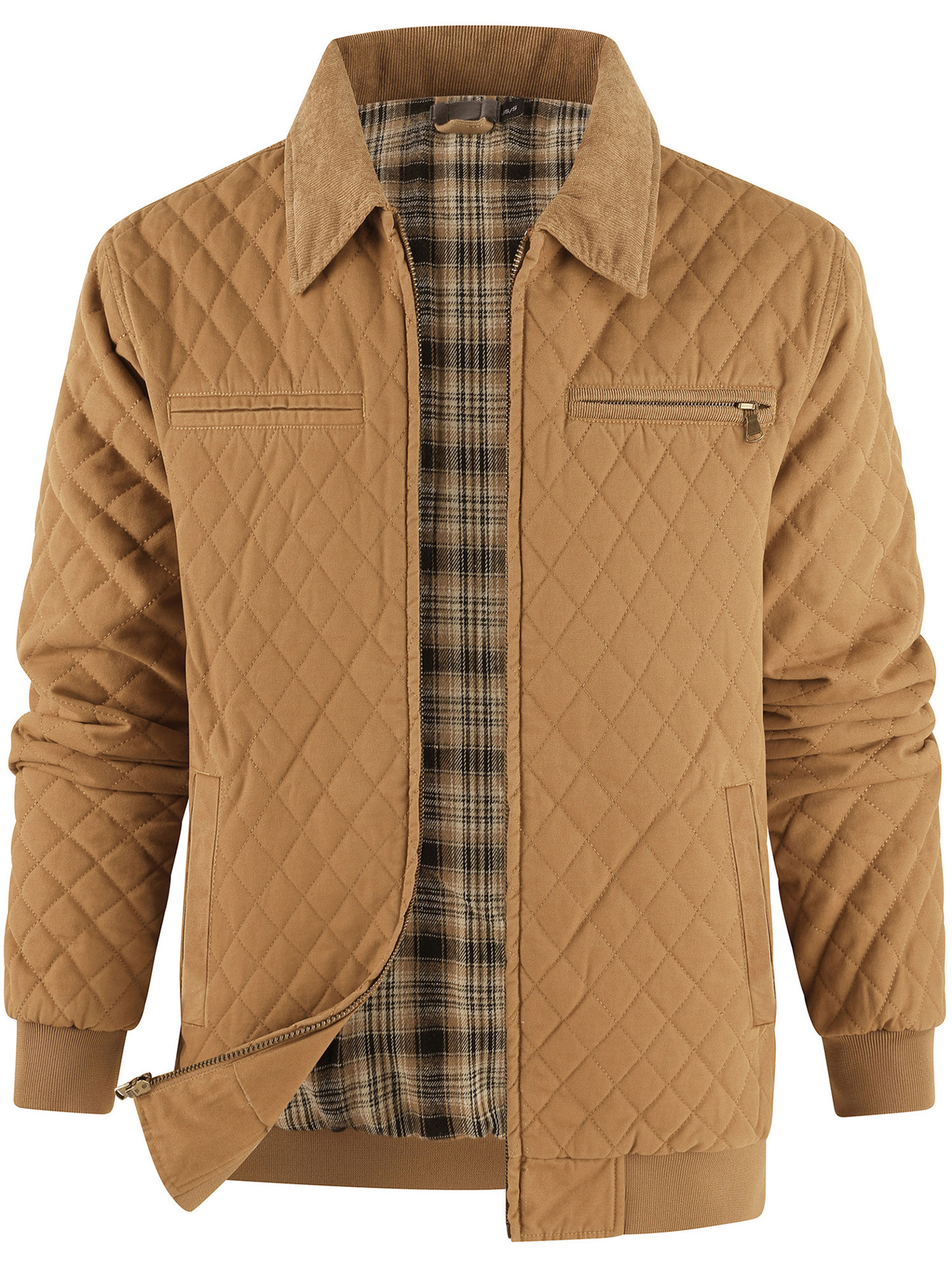 Herrwert | Herren Thermo-Steppjacke mit kariertem Innenfutter für Herbst und Winter