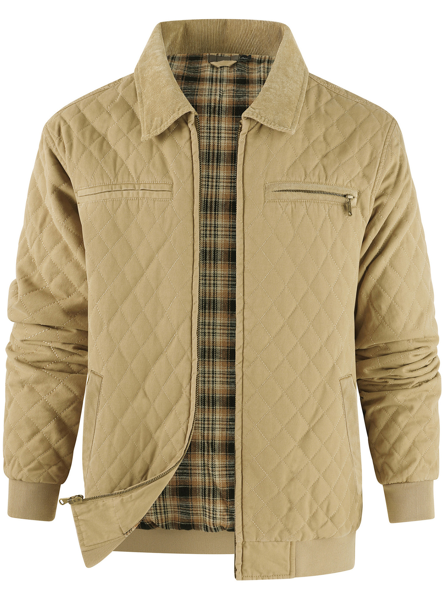 Herrwert | Herren Thermo-Steppjacke mit kariertem Innenfutter für Herbst und Winter