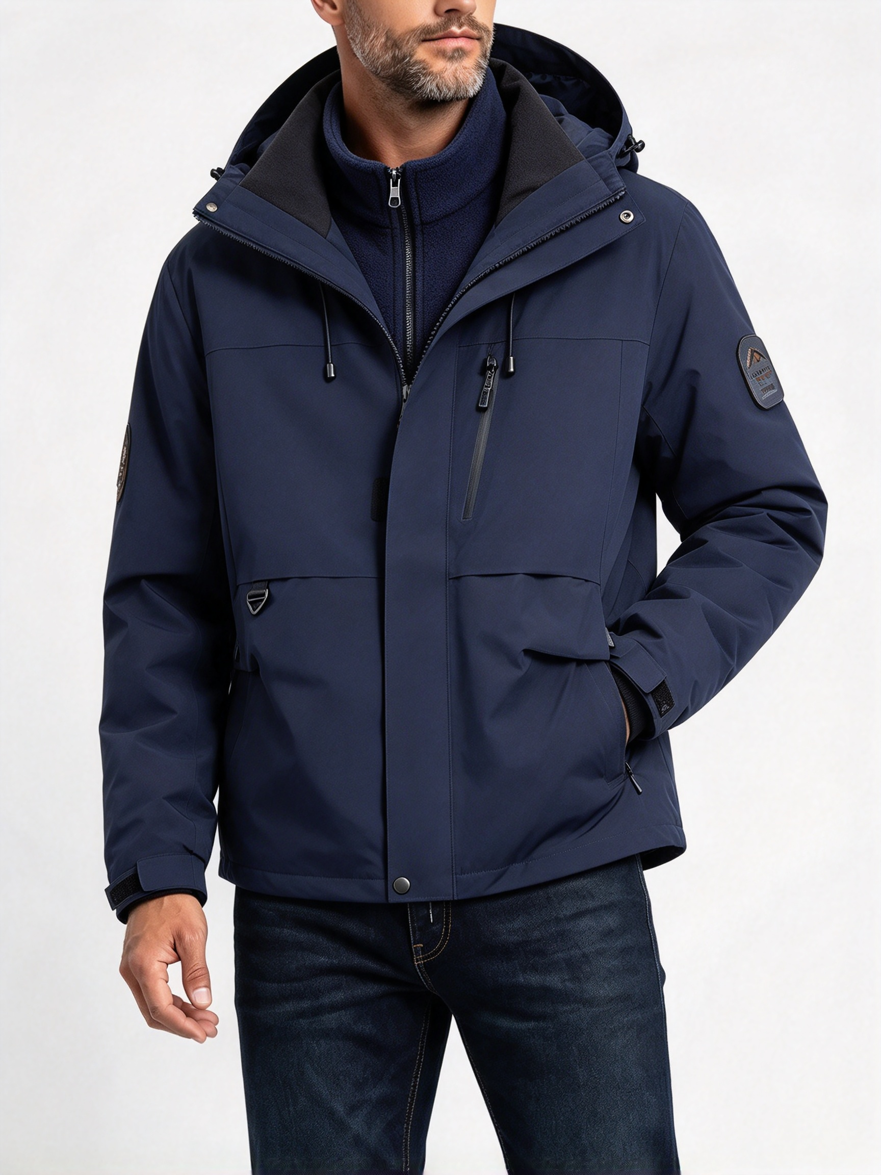 Herrwert | Herren 3-in-1 Outdoorjacke mit abnehmbarer Fleece-Innenjacke und Kapuze