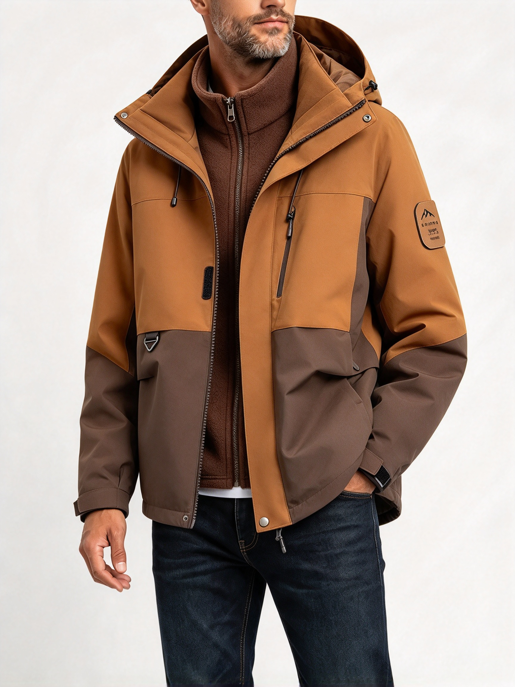 Herrwert | Herren 3-in-1 Outdoorjacke mit abnehmbarer Fleece-Innenjacke und Kapuze